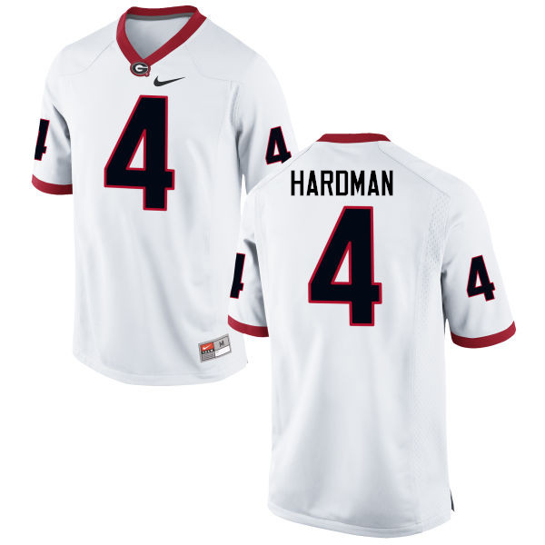 Men Georgia Bulldogs #4 Mecole Hardman College Football Jerseys-White - Click Image to Close